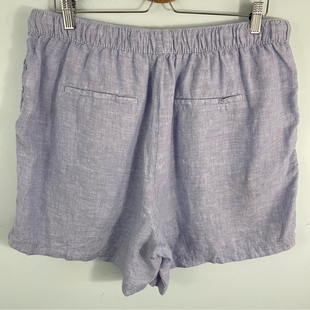 Tahari Plus Size 1X Blue 100% Linen High Rise Pull-On Shorts Pockets - Picture 7 of 10